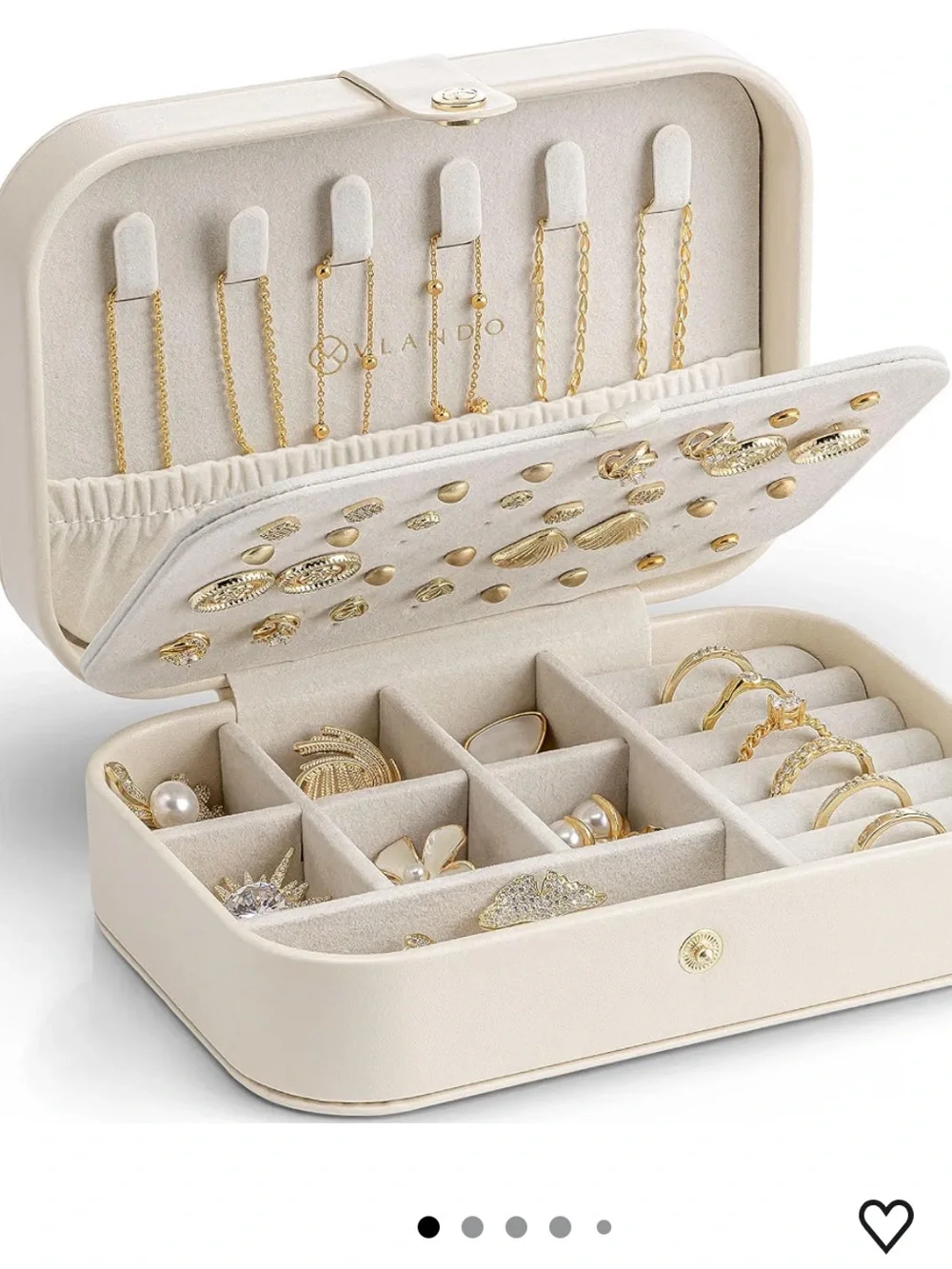 Travel Jewelry Box Organizer with Ring & Earring Storage